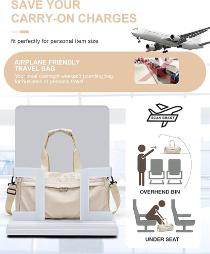 Gym Bag for Women Men, Sport Duffel Bag with Toiletry Bag & Shoe Compartment,Waterproof Travel