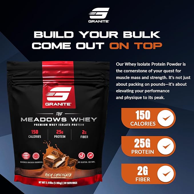 Granite Supplements The Meadows Whey Protein Isolate Protein Powder for Lean Muscle with 150