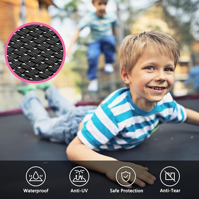 SKOK Trampoline 8FT 10FT 12FT 14FT 15FT Trampolines with Enclosure Net, 400LBS Outdoor Trampolines