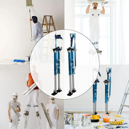 36"-50" Black Drywall Stilts Aluminum Tool Stilt with Protective Knee Pads Portabl Adjustable For