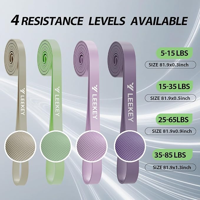 LEEKEY Resistance Bands Set for Pull-Up Assistance & Full-Body Training, Multi-Level Exercise Bands