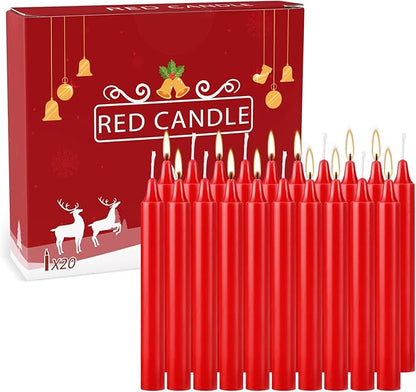 Set of 20 Red Candles ?“Spell Chime Candles for Christmas,Household, Wedding, Rituals, Prayer
