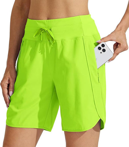 Willit Women's 7" Athletic Running Shorts Long Workout Hiking Shorts Quick Dry High Waisted Active