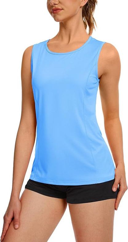 TACVASEN Women's UPF 80+ Workout Tank Top Sleeveless Quick Dry Sun Protection Hiking Athletic Gym