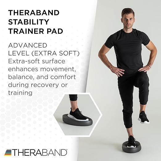 THERABAND Stability Trainer Pad, Advanced Level, Extra Soft, Black Foam Balance Pad for Physical