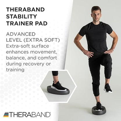 THERABAND Stability Trainer Pad, Advanced Level, Extra Soft, Black Foam Balance Pad for Physical
