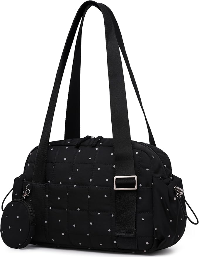 CAMTOP Mini Gym Bag for Women, Small Gym Tote Bag Puffy Quilted Sports Duffel Bag with Wet