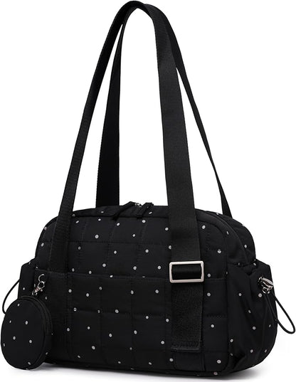 CAMTOP Mini Gym Bag for Women, Small Gym Tote Bag Puffy Quilted Sports Duffel Bag with Wet