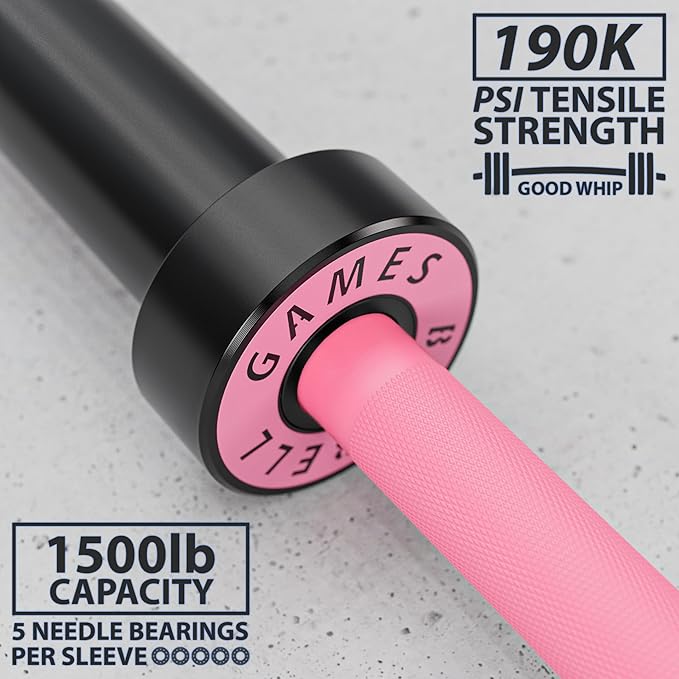 Synergee Games 15kg and 20kg Colored Ceramic Coated Barbells. Rated 1500lbs for Weightlifting and