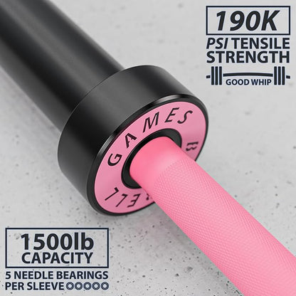 Synergee Games 15kg and 20kg Colored Ceramic Coated Barbells. Rated 1500lbs for Weightlifting and