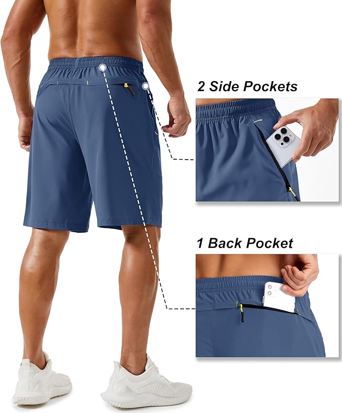 TACVASEN Men's Running Athletic Shorts 9" Quick Dry Workout Gym Shorts Lightweight Summer Shorts 3