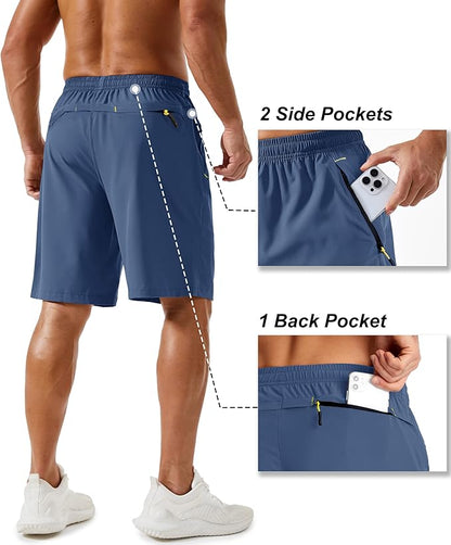 TACVASEN Men's Running Athletic Shorts 9" Quick Dry Workout Gym Shorts Lightweight Summer Shorts 3