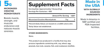 LEGION Micronized Creatine Monohydrate Supplement - Clean Creatine Powder for Muscle Gain & Post