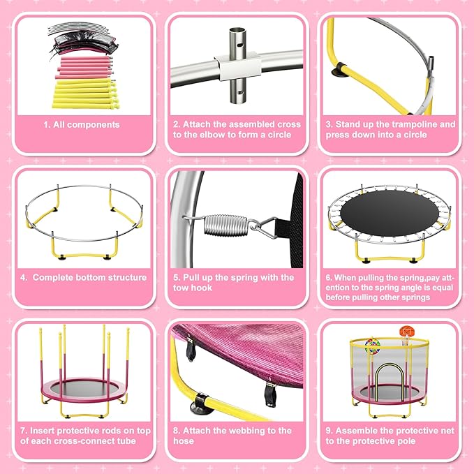 6FT Indoor Trampoline for Kids Ages 1-8, 72" Mini Toddler Indoor & Outdoor Trampoline with Safety