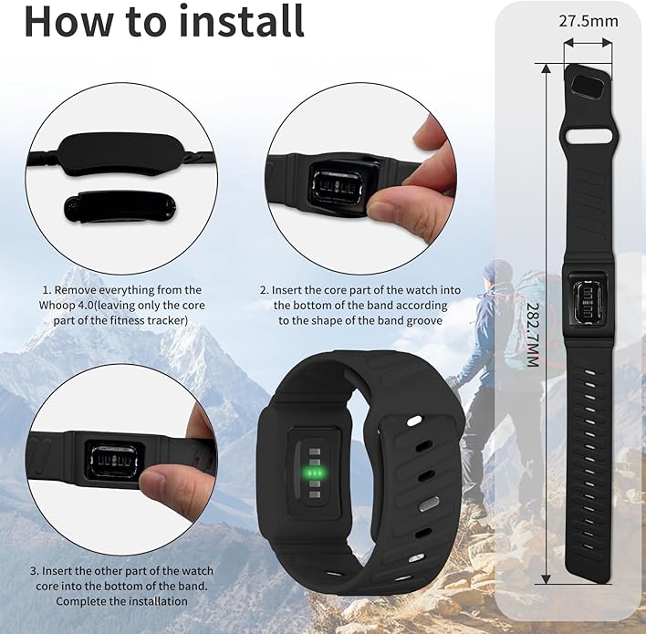 Silicone Sport Band Compatible with Whoop 4.0 Band for Men Women,Soft Comfort Durable Replacement