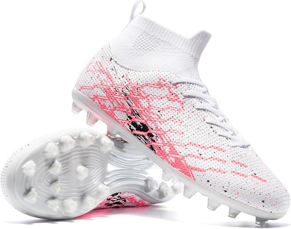 Unisex Soccer Cleats Lightweight No-Tie Lacing System Multi-Surface Football Shoes with Ankle