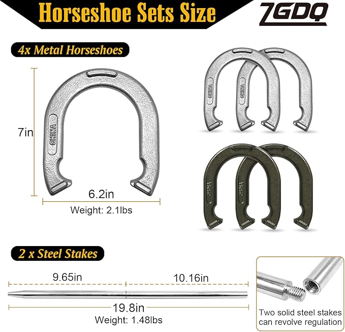 Horseshoe Outside Game,Sports Horseshoes Sets,Horse Shoe Game Kit,Steel Horseshoe Game