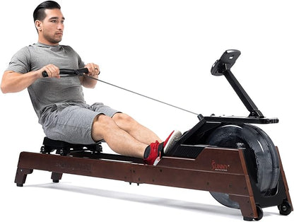 Sunny Health & Fitness Elite Water Rowing Machine with High Dynamic Resistance Vertical Tank