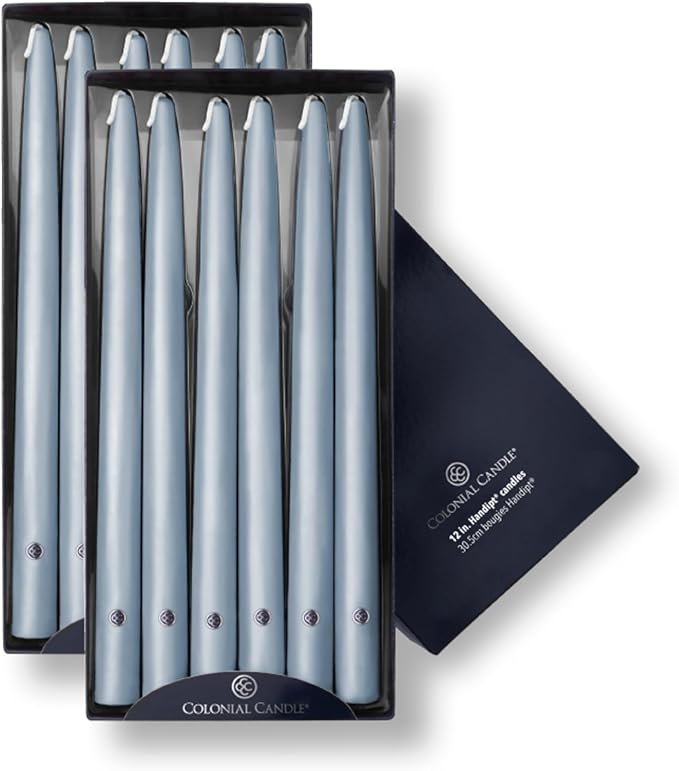 Colonial Candle Unscented Taper Candle, Handipt Collection, Wedgewood, 12 in, Pack of 12 - Up to 10