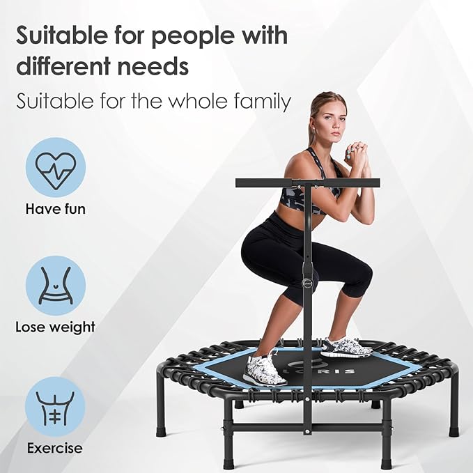 CLORIS 45'' Rebounder Trampoline for Adults - Max Load 450lbs, Mini Trampoline with Adjustable Foam