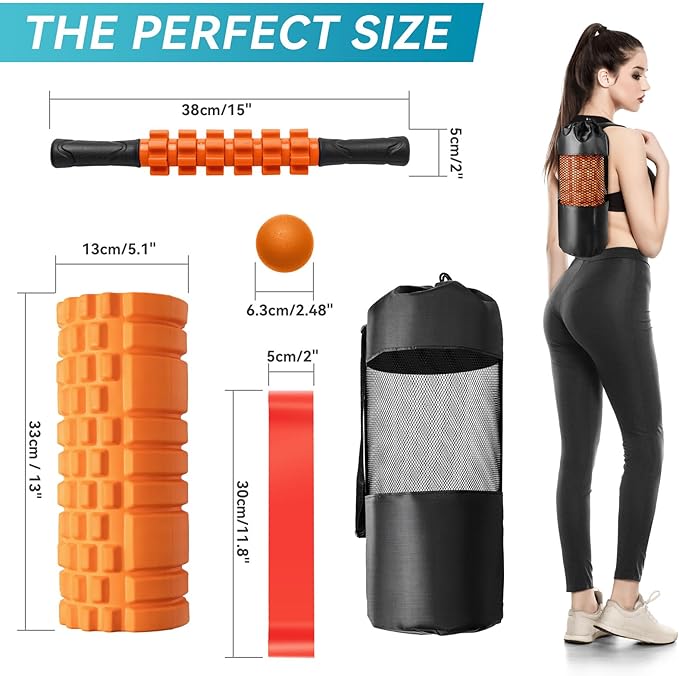 5 in 1 Foam Roller Set for Deep Tissue Muscle Massage, Trigger Point Fitness Exercise Foam Roller