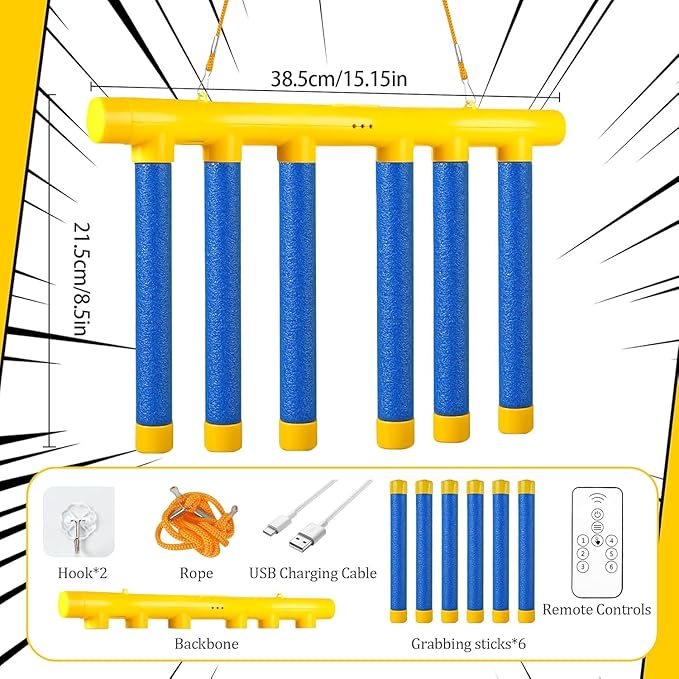 Reflex Challenge Game - Drop Sticks, Hand Eye Coordination, Reaction Training, 3 Adjustable Speeds