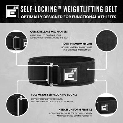 Element 26 Self-Locking Weight Lifting Belt (L, Black)