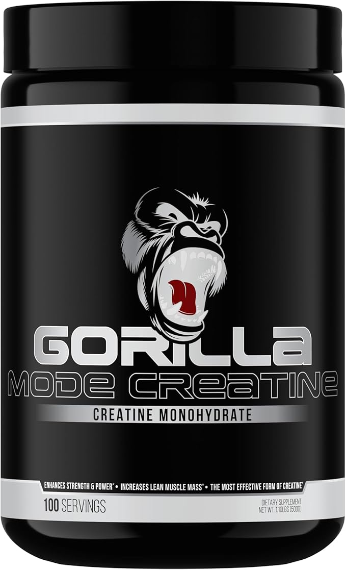Gorilla Mind Creatine Monohydrate Micronized Powder, Improved Muscle Size, Power Output and