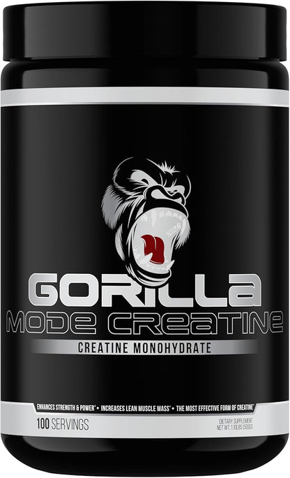 Gorilla Mind Creatine Monohydrate Micronized Powder, Improved Muscle Size, Power Output and