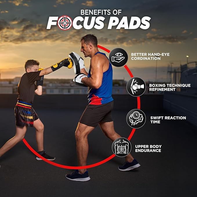 WYOX Curved Focus Mitts for Boxing & MMA | Durable PU Leather Punching Pads with Adjustable Strap |