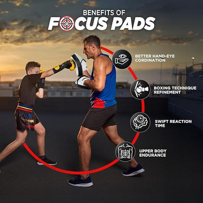 WYOX Curved Focus Mitts for Boxing & MMA | Durable PU Leather Punching Pads with Adjustable Strap |