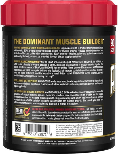 ALLMAX Nutrition AMINOCORE BCAA, Blue Raspberry - 945 g Powder - 8.18 Grams of Branched Chain Amin