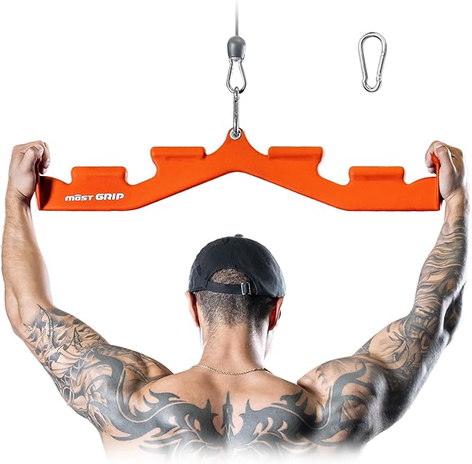LAT Pull Down Bar with 6 Ergonomic Handles, Neutral Grip LAT Pulldown Attachments for Whole Back