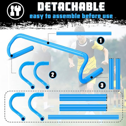 Wettarn 10 Pcs Speed Agility Training Hurdles Detachable Durable Hurdle Agility Plyometric and All