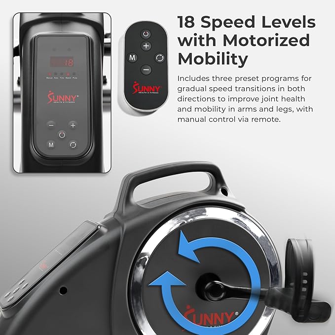 Sunny Health & Fitness Dual Function Under-Desk Bike Trainer, Mini Exercise Machine for Senior