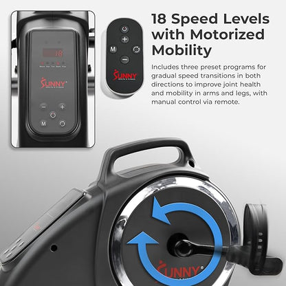 Sunny Health & Fitness Dual Function Under-Desk Bike Trainer, Mini Exercise Machine for Senior