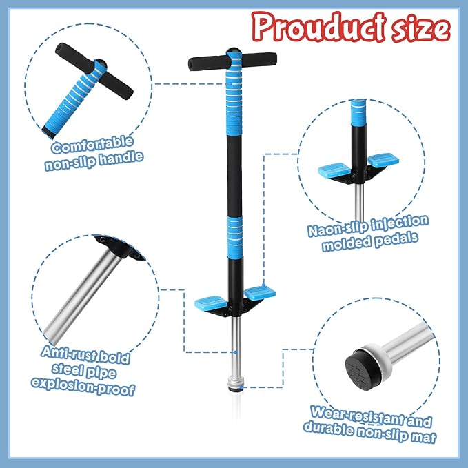 Leitee 3 Pcs Pogo Stick for Kids Age 6 and Up, Suitable for 40-80 lbs, Soft Foam Jump Stick for