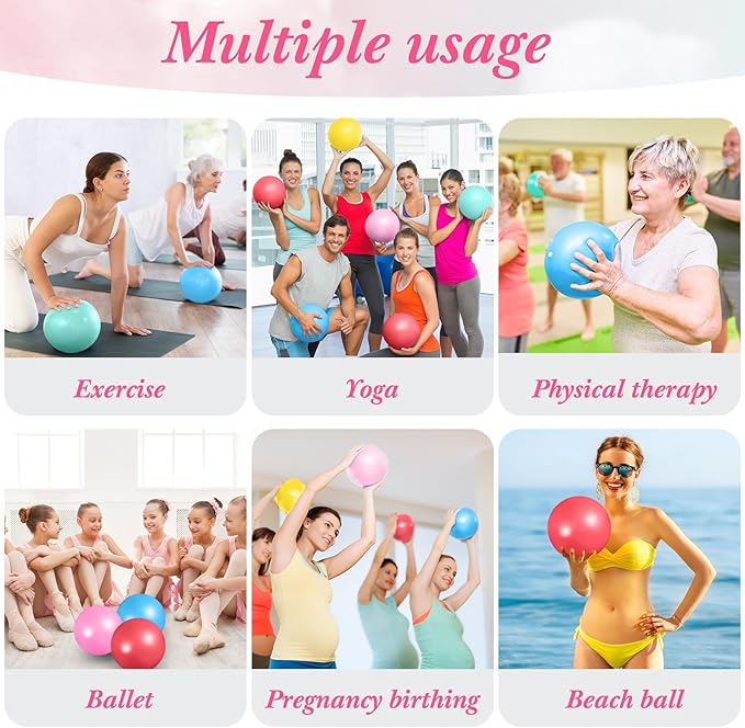 Aoriher 10 Pieces 9 Inch Exercise Pilates Ball Yoga Therapy Core Ball for Yoga Stability Barre