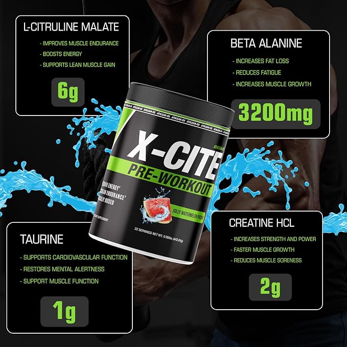 ATHLEAN-X X-CITE Pre-Workout Supplement - Boost Energy, Endurance, and Focus with Natural