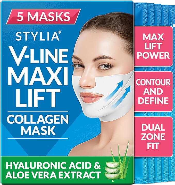 Stylia MaxiLift V-Line Lifting Collagen Face Mask – Enhanced Double Chin Reducer – Jawline Shaper