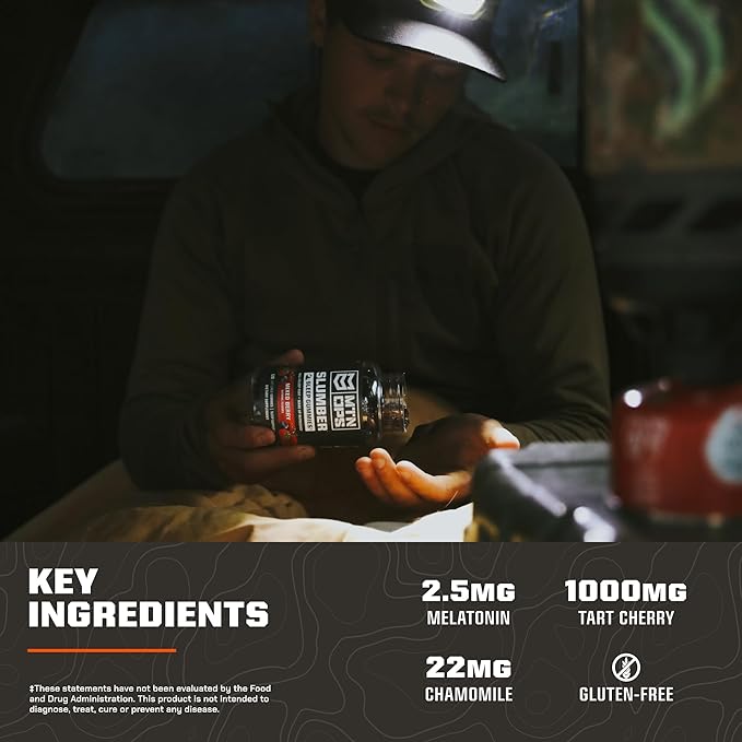 MTN OPS Slumber Sleep Gummies ??60 Servings, Tart Cherry 1000mg, Melatonin 2.5mg, Chamomile