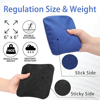EunHo Dual Sided Cornhole Bags Regulation Set of 8 Professional Cornhole Bean Bags Slick and Stick