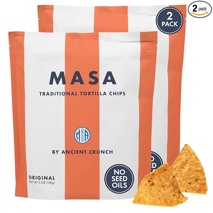 MASA CHIPS - Tortilla Chips Snack Pack - Seed Oil Free, Naturally Grown Corn Chips - Low Carb