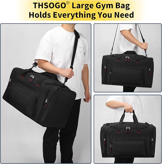 22 inch Gym Bag for Men - 55L Large Travel Duffle Bag Sports Equipment Bag with Multiple Zippered