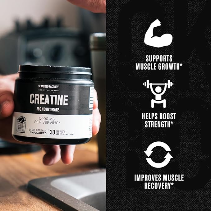 Jacked Factory Creatine Monohydrate Powder 150g - 5g Daily Creatine Supplement for Men and Women