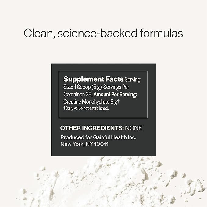 Gainful Creatine Powder, Post Workout Amino Acid Supplement, Muscle, Energy & Focus Support, 5g