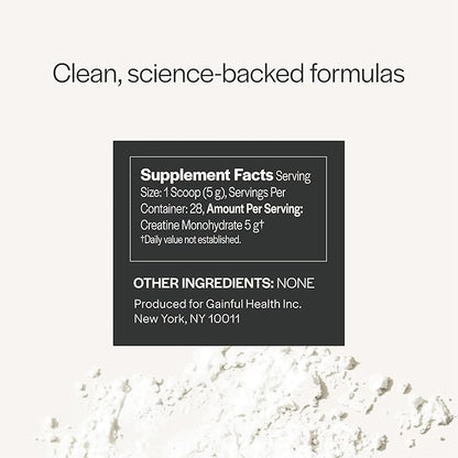 Gainful Creatine Powder, Post Workout Amino Acid Supplement, Muscle, Energy & Focus Support, 5g