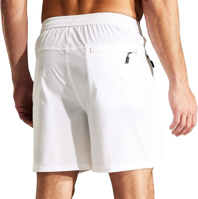 MIER Men's Quick Dry Running Shorts with Zipper Pocket, Elastic Waist Athletic Workout Exercise