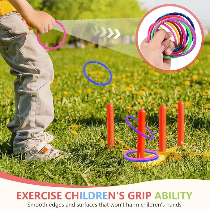 OBTANIM 24 Pcs Plastic 3 Inch Ring Toss Game for Kids and Outdoor Toss Rings for Speed and Agility