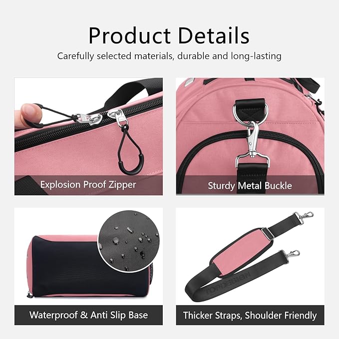 TOPDesign Gym Bag for Women & Men, Unisex Duffel Bag with Shoe Compartment & Wet Pocket for Travel